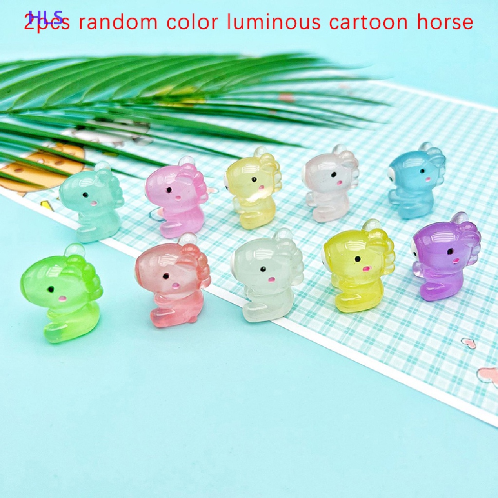 Bộ 2 Tượng Ngựa Hoạt Hình Mini Phát Sáng Trong Đêm Dùng Trang Trí