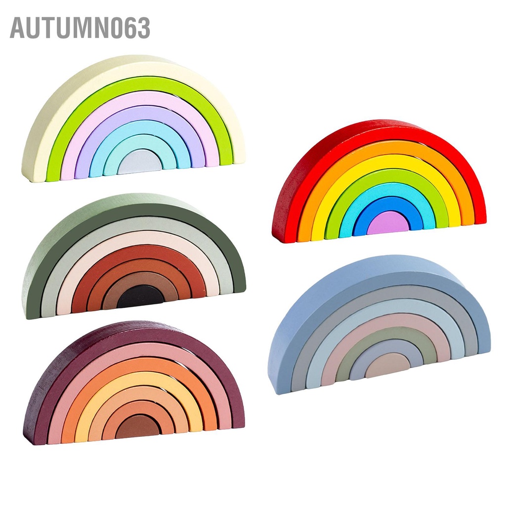 Autumn063 Đồ Chơi Xếp Hình Khối Bằng Gỗ Vòm Lớn Giáo Dục Đầy Màu Sắc Cho Trẻ Mới Biết Đi