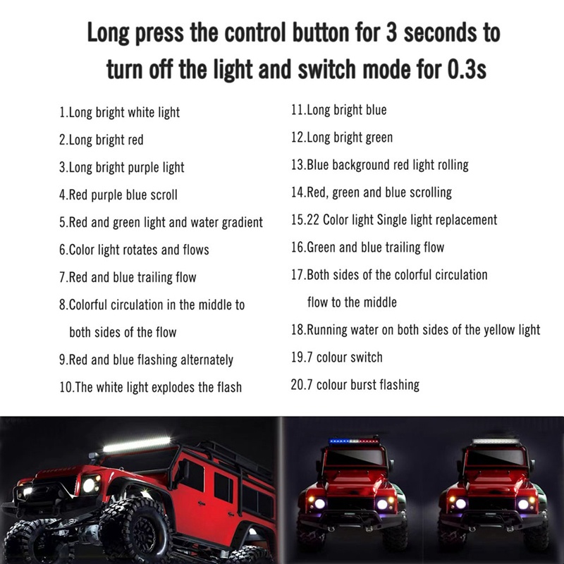 Bộ Đèn Nhiều Màu Sắc Phụ Kiện Thay Thế Cho Traxxas Trx-4 Axial SCX10 90046 90047 D90 Gen8 Etc