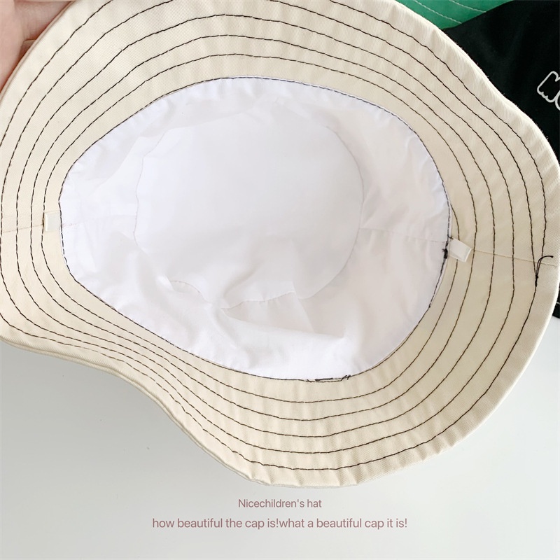 Mũ Tai Bèo Chống Nắng Màu Trơn Thêu Họa Tiết Hoạt Hình Phong Cách Nhật Bản Cho Bé