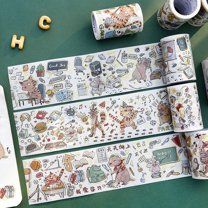 Băng Keo Giấy Họa Tiết Động Vật Rhapsody Dễ Thương Dùng Trang Trí Sổ Tay DIY