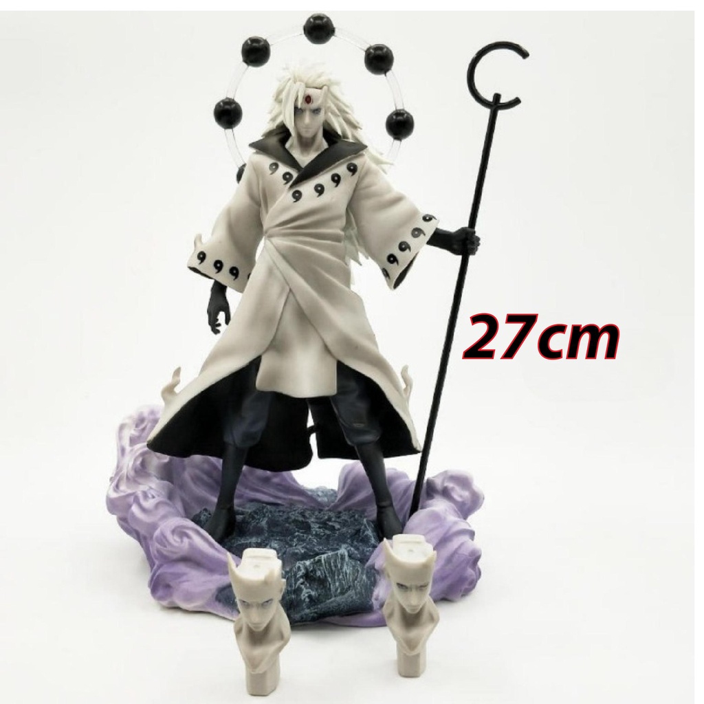 Mô hình nhân vật Uchiha madara lục đạo duy ngã độc tôn cao 27cm có 3 đầu thay thế | Figure anime naruto