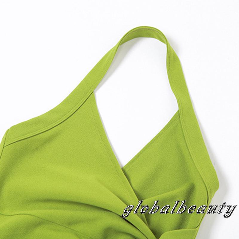 Đầm Midi Không Tay Cổ Chữ V Màu Sắc Thời Trang Mùa Hè Cho Nữ