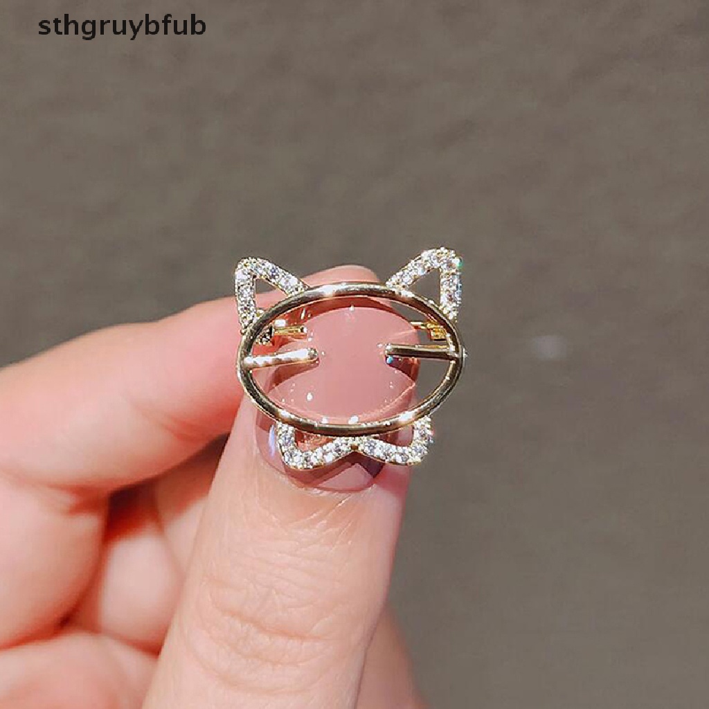 Ghim Cài Áo Hình Mèo Đính Đá Opal Thanh Lịch