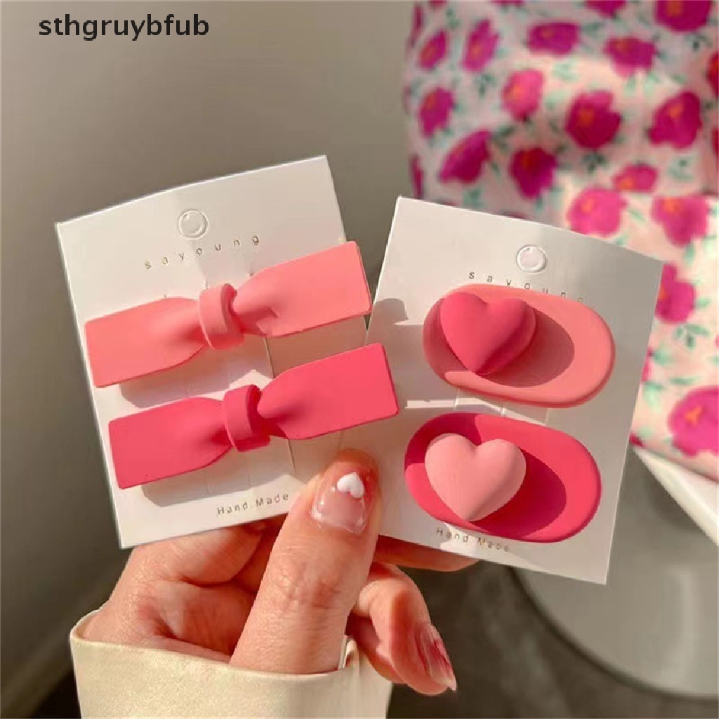 Kẹp Tóc Hình Nơ / Trái Tim / Bông Hoa Màu Hồng Dễ Thương Cho Bé Gái VN