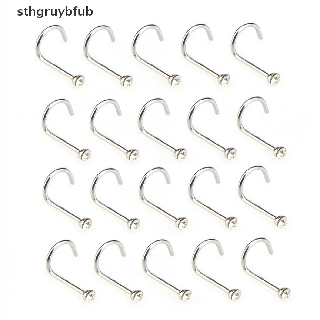Set 20 Khuyên Mũi Thép Không Gỉ Đính Đá Pha Lê