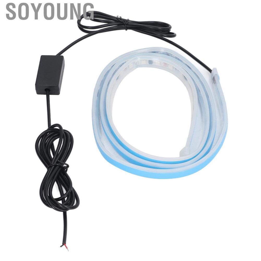 Soyoung 59in Car Hood Strip Light 5W 12V RGB  Control Waterproof Exterior Ambient Lighting Universal Fit for