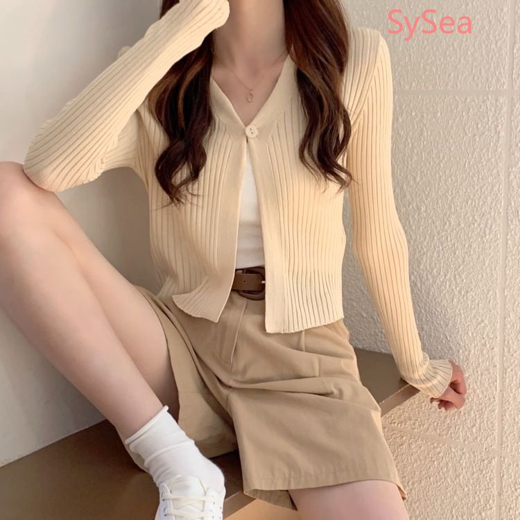 Áo Cardigan Tay Dài Cổ Chữ V Thời Trang Hàn Quốc Cho Nữ