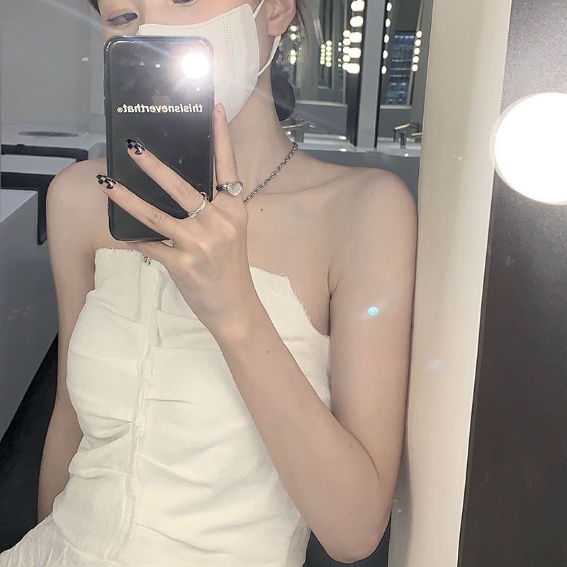 IELGY Áo Lửng Không Tay Thiết Kế Không Đều Thời Trang Cho Nữ