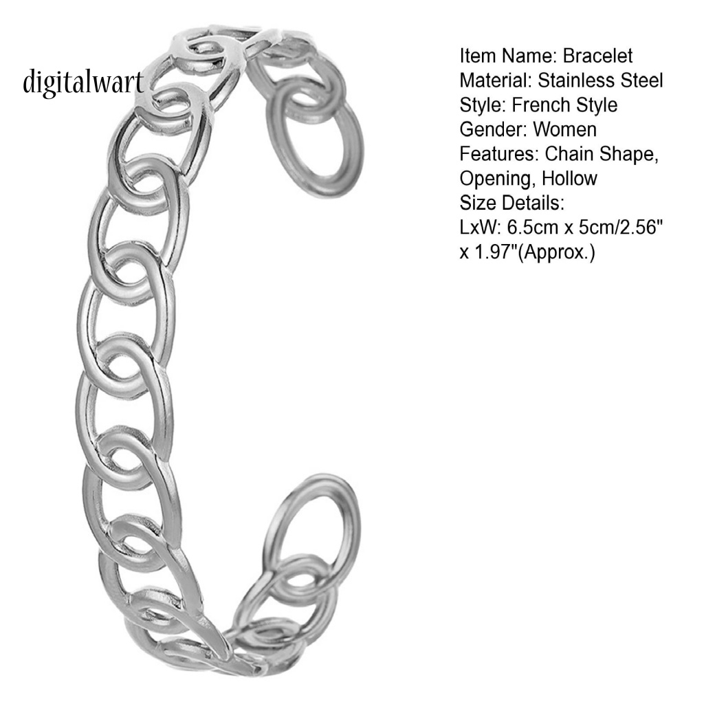 Kỹ Thuật Số| Vòng Đeo Tay Dạng Hở Bằng Thép Không Gỉ Hình Chữ C Phong Cách Pháp Cổ Điển Dành Cho Nữ