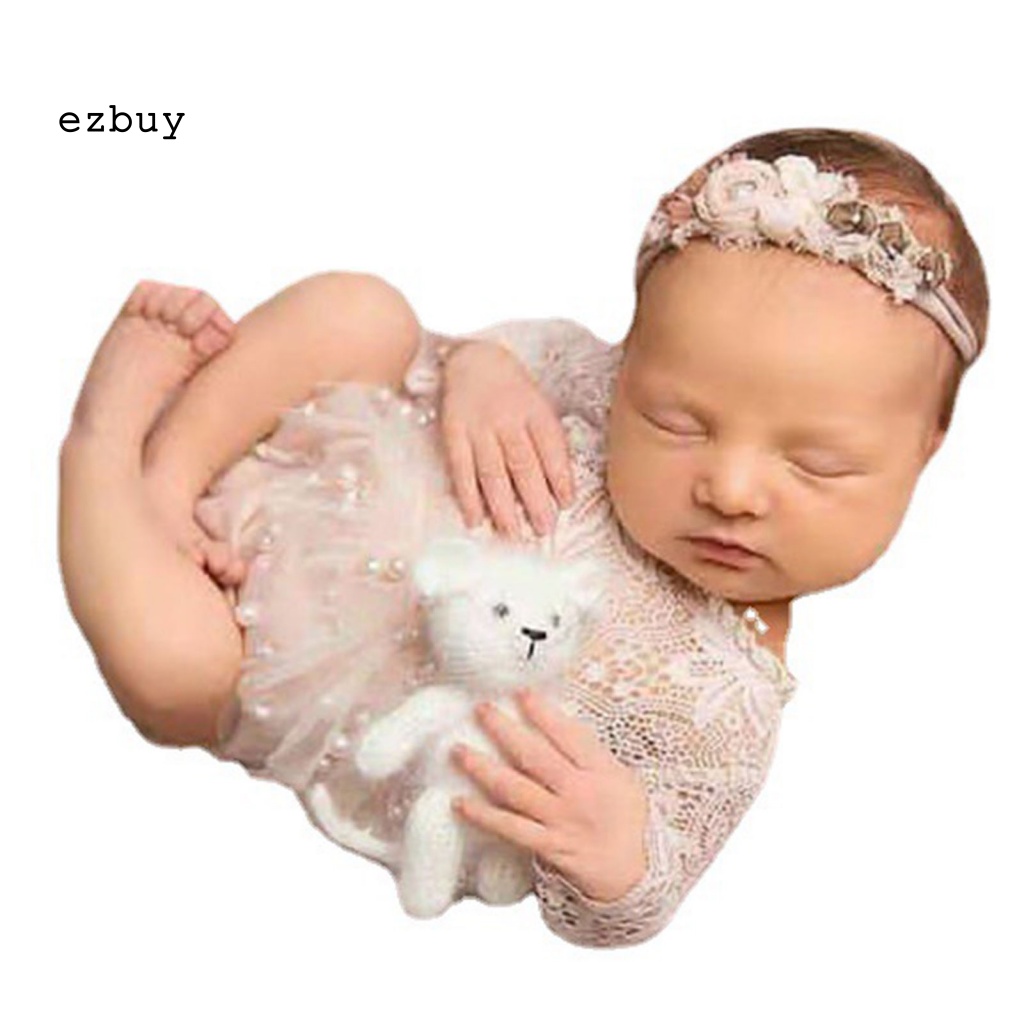 1 Bộ Trang Phục Vải Cotton Phối Ren Thanh Lịch Dùng Chụp Ảnh Cho Bé Sơ Sinh