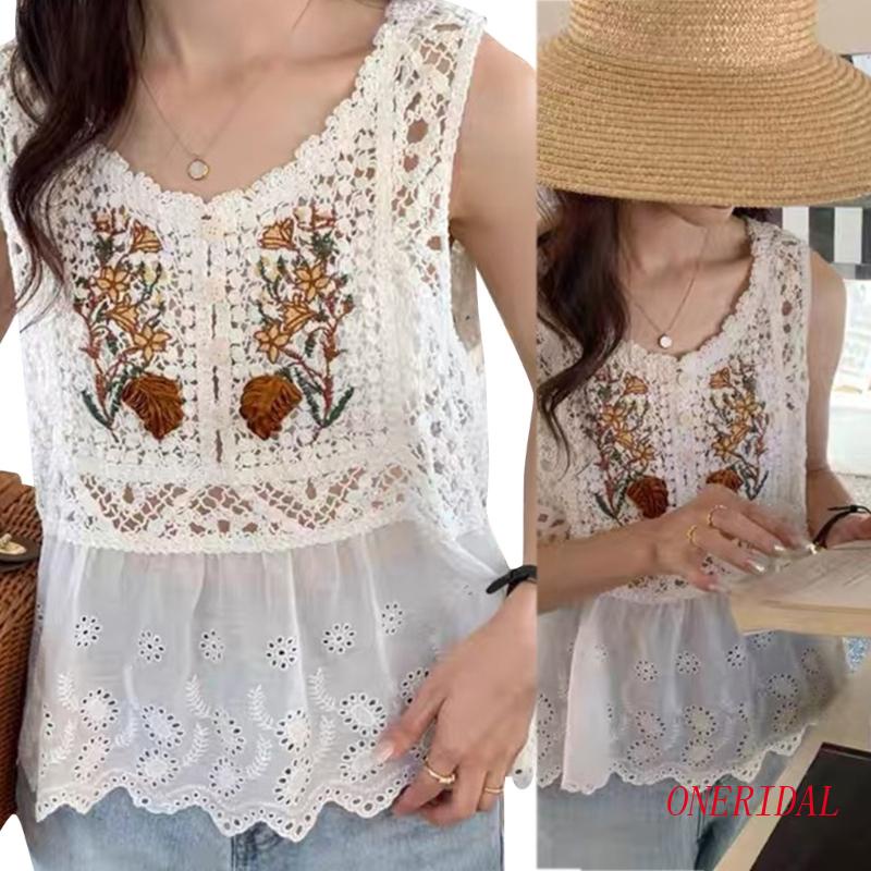 Áo Thun Dệt Kim Cổ Tròn Viền Ren Thời Trang Cho Nữ