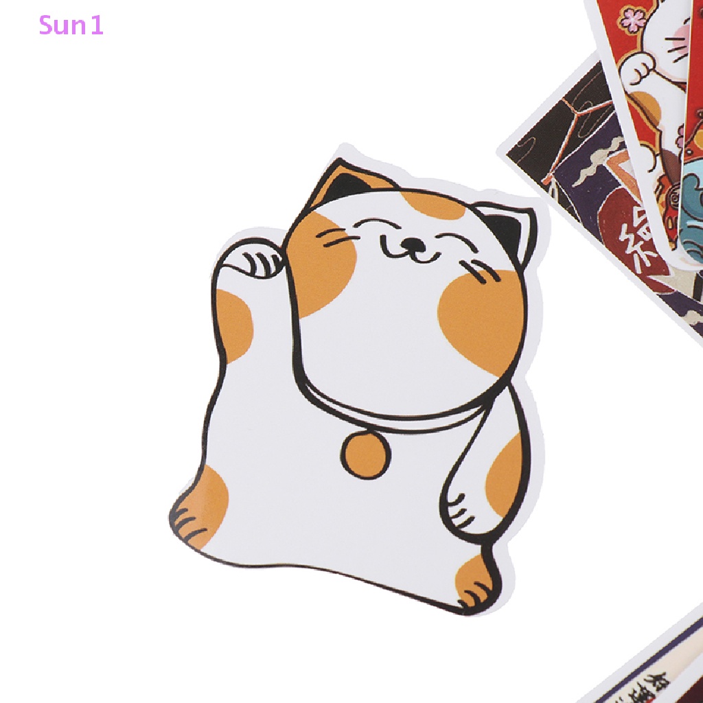 Set 50 Miếng Dán Hình Mèo May Mắn Graffiti Trang Trí Vali Laptop Xe Đạp