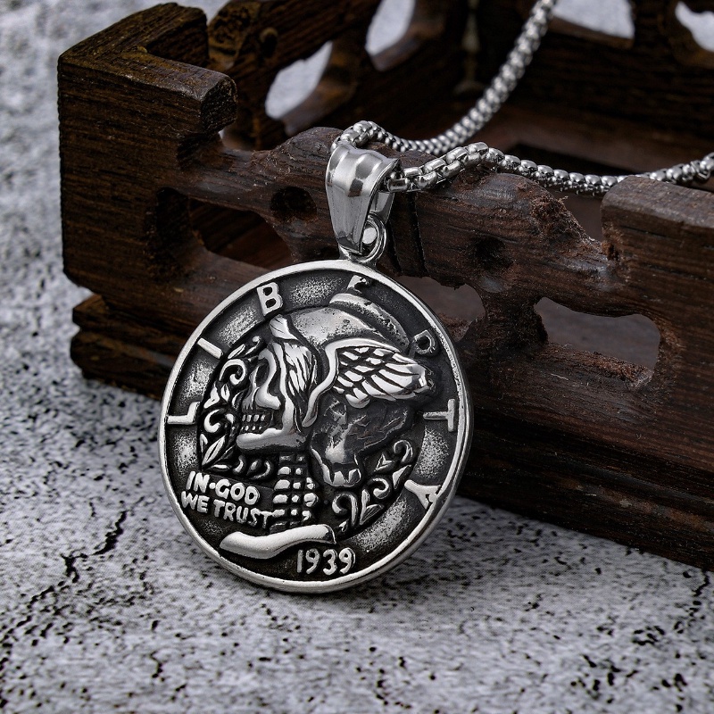 Z Vòng cổ Mặt Hình Đầu Lâu Bằng Thép Không Gỉ Phong Cách Hip Hop Thời Trang Cho Nam Và Nữ