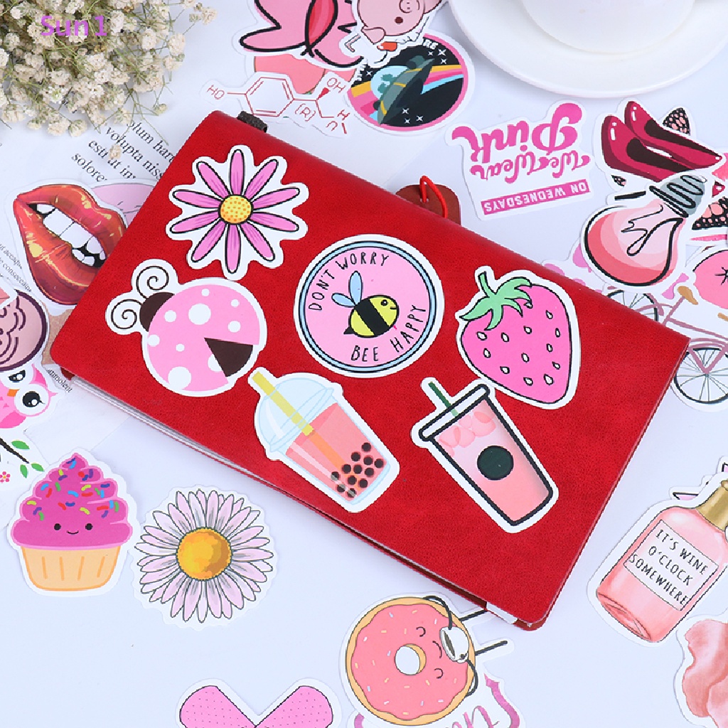 Set 50 Nhãn Dán Hoạt Hình Trang Trí Vali Laptop Xe Đạp Đáng Yêu DIY