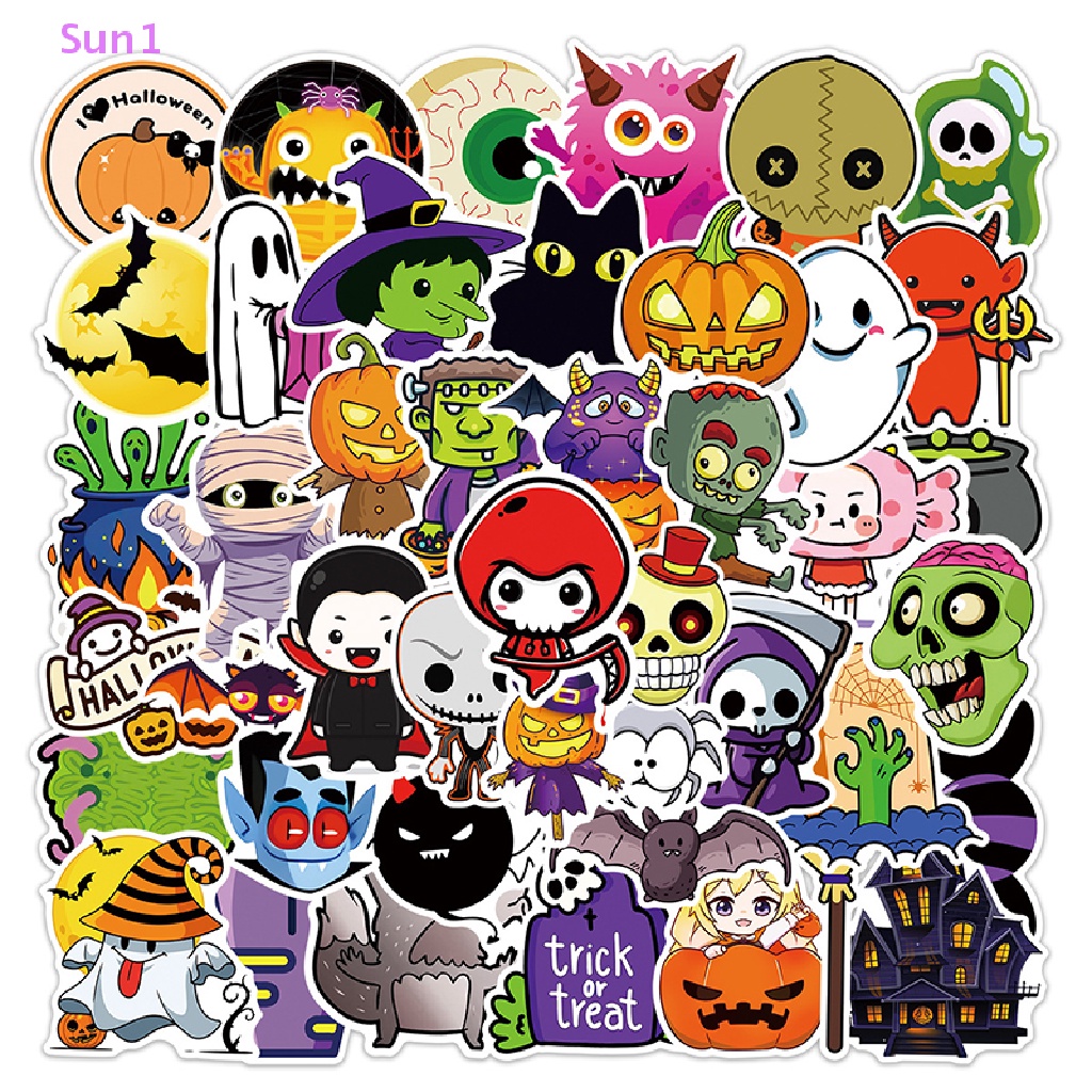 Set 50 Sticker Họa Tiết Halloween Ngộ Nghĩnh Dùng Để Trang Trí Thủ Công