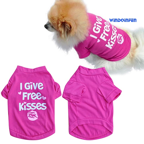 Áo Thun Dạng Vest In Hình Đôi Môi Hoa Hồng Dành Cho Thú Cưng Cỡ Nhỏ