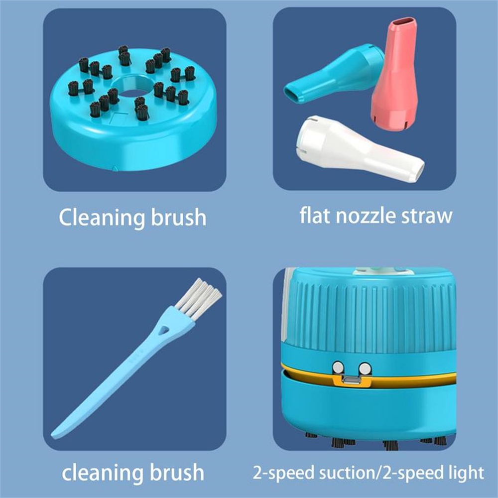 Máy hút bụi để bàn mini dễ thương có thể sạc lại / chạy bằng pin Máy lau bàn phím văn phòng phẩm trường học di động có đèn ngủ