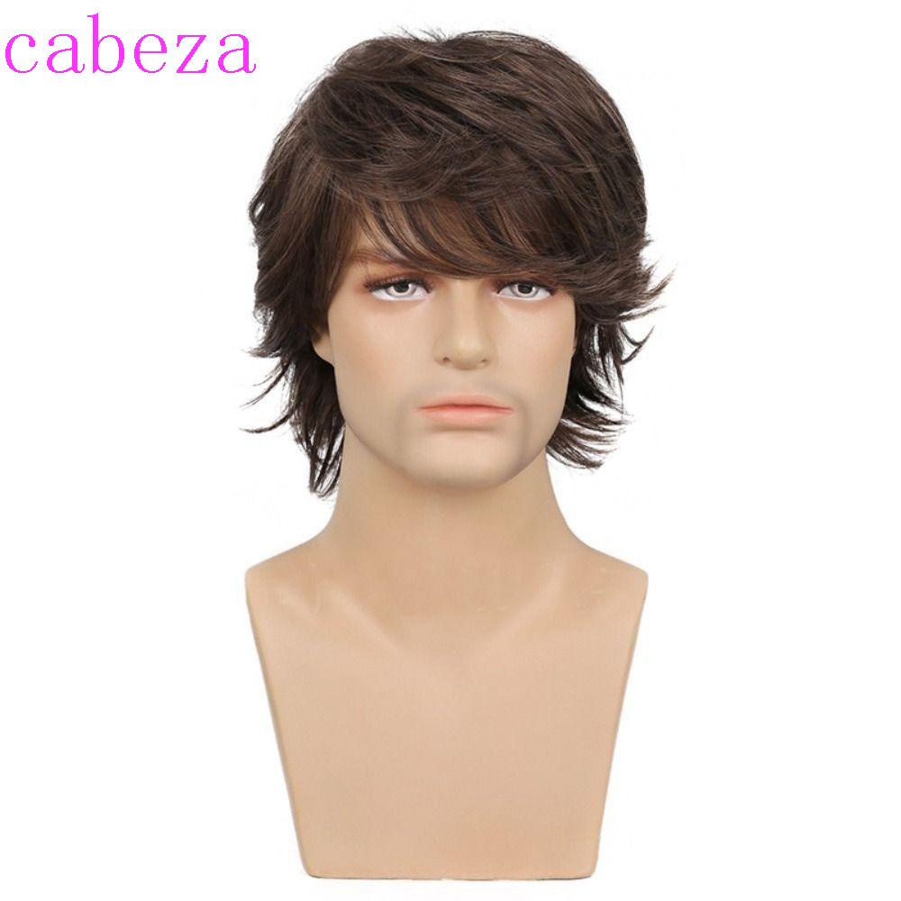 Tóc Giả Ngắn Thẳng Mềm Mại Bằng Sợi Tổng Hợp Chịu Nhiệt Tự Nhiên Cho Nam