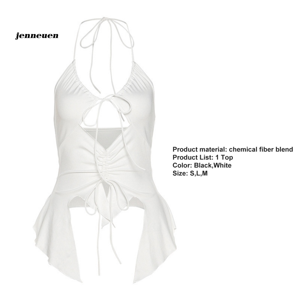 Jen Shirring Font Áo Croptop Quấn Ngực Không Đối Xứng Viền Rỗng Gợi Cảm Cho Nữ