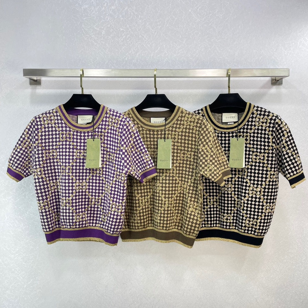 Áo Dệt Kim Jacquard Ôm Vừa Vặn In Chữ Khí Chất Cho Nữ