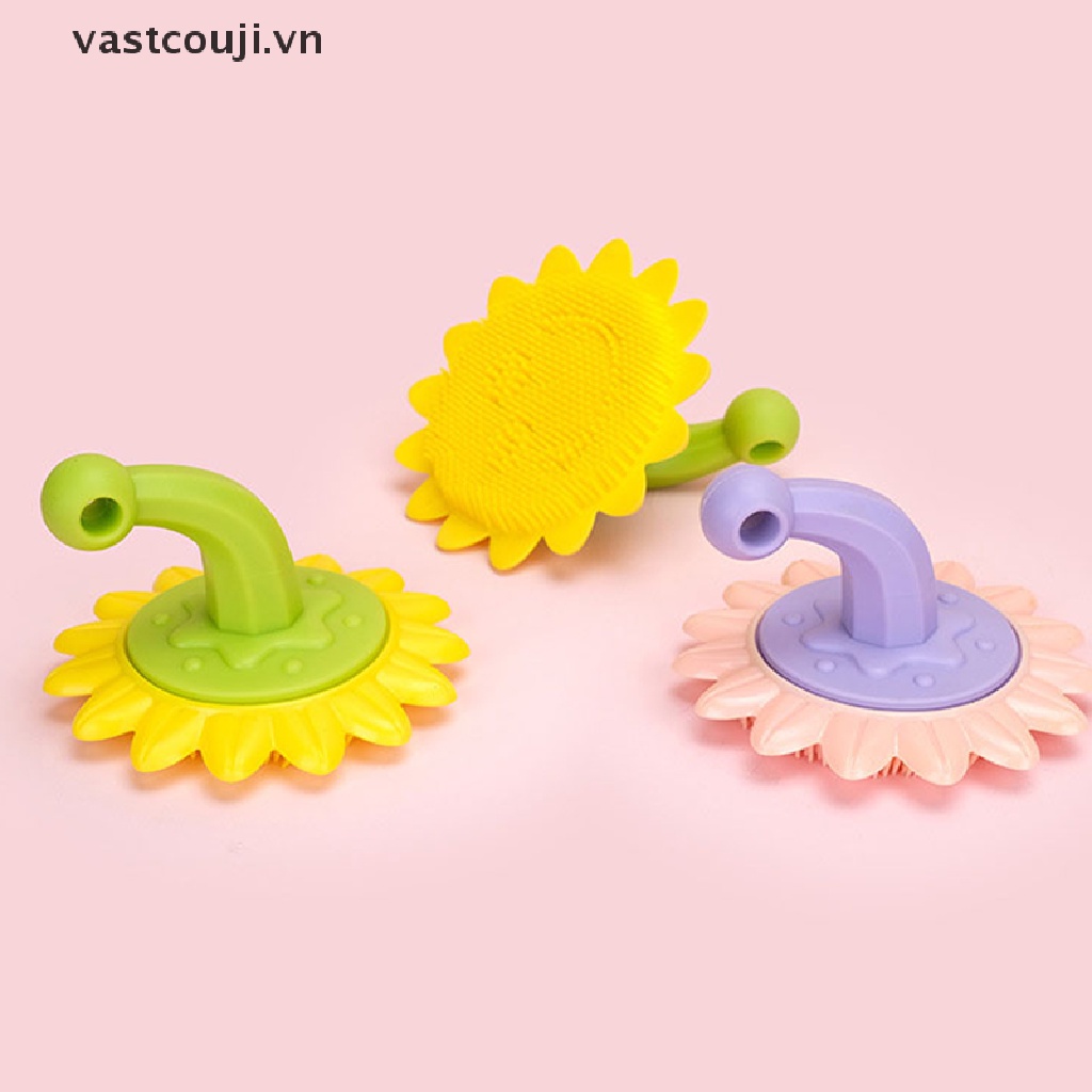 Bàn Chải Gội Đầu Mát Xa Bằng Silicon Mềm Hình Hoa Hướng Dương Cho Bé