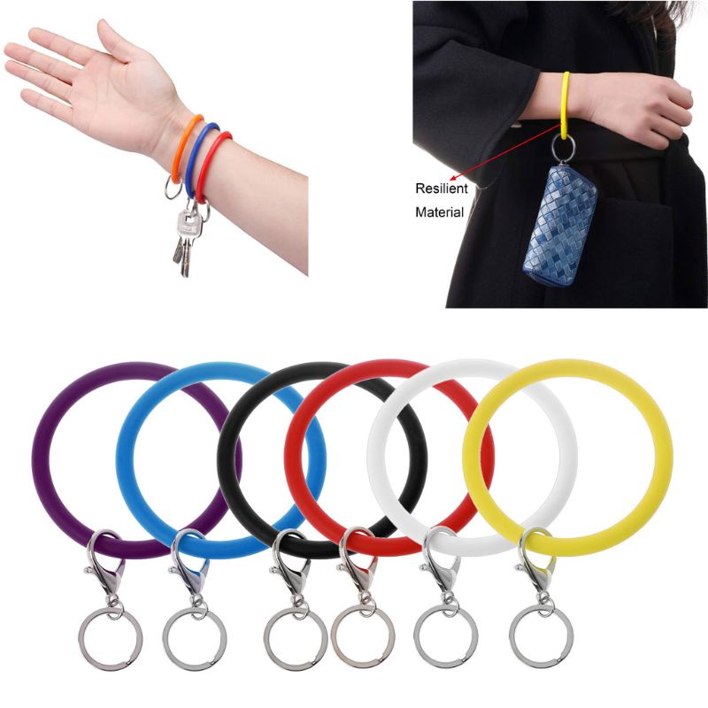 Vòng Đeo Tay Thể Thao Bằng Silicone Kèm Móc Khóa Đơn Giản