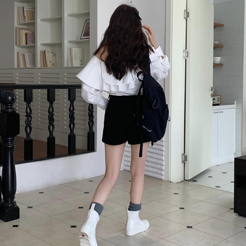 Áo Sơ Mi Tay Dài Một Bên Vai Dáng Rộng Phong Cách Hàn Quốc Dành Cho Nữ