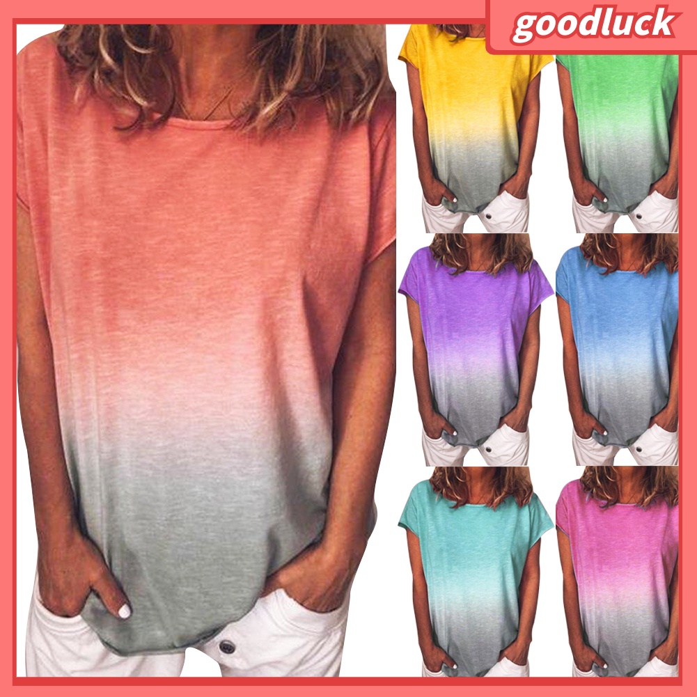 [ULK] Áo Thun Dáng Rộng Màu Nhuộm Cổ Thuyền Thư Giãn Thời Trang Mùa Hè Dành Cho Nữ