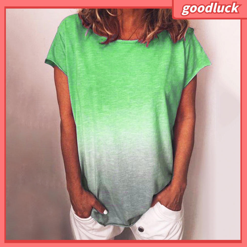 [ULK] Áo Thun Dáng Rộng Màu Nhuộm Cổ Thuyền Thư Giãn Thời Trang Mùa Hè Dành Cho Nữ