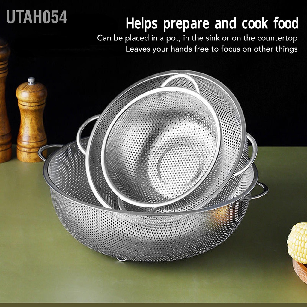 Rổ Lưới Bằng Thép Không Gỉ Đa Năng Có Tay Cầm Tiện Dụng Cho Nhà Bếp