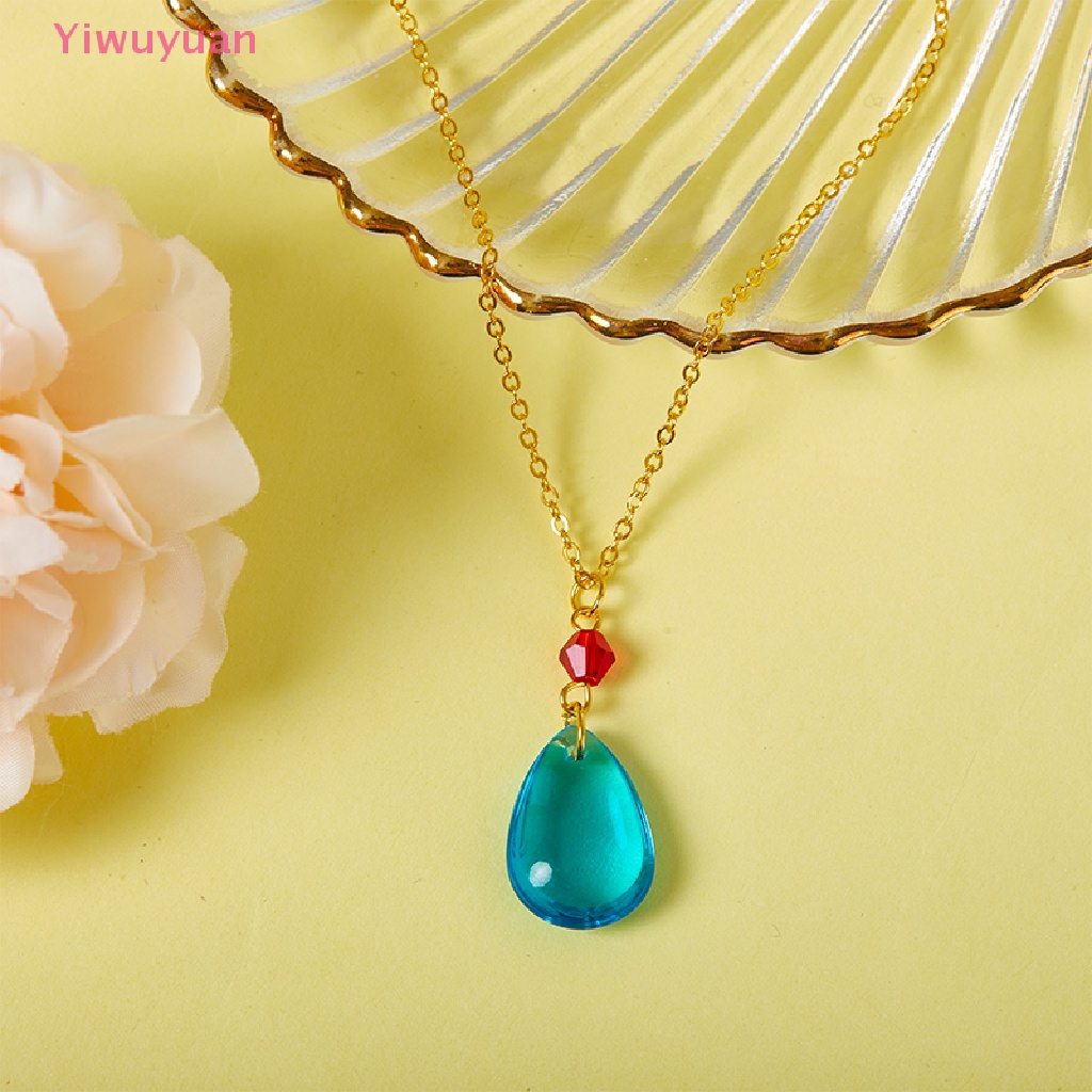 < Yiwuyuan > Vòng cổ Pha Lê Hình Giọt Nước Màu Xanh Dương Đơn Giản Phụ Kiện Hóa Trang Cho Nữ