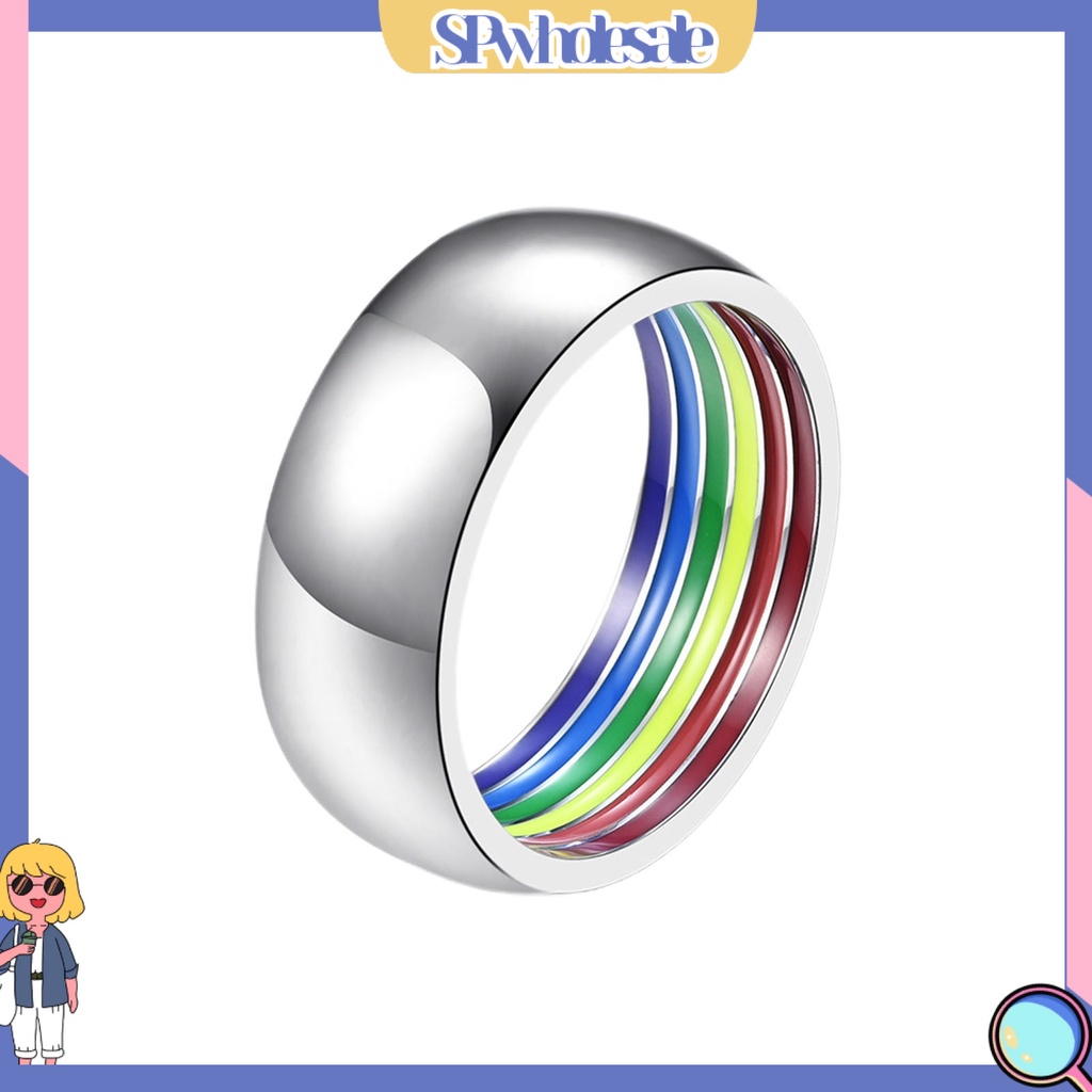 <SPwholesale> Nhẫn Đeo Ngoài Trời Hình Học Vòng Cung Màu Cầu Vồng Thời Trang Cho Đám Cưới