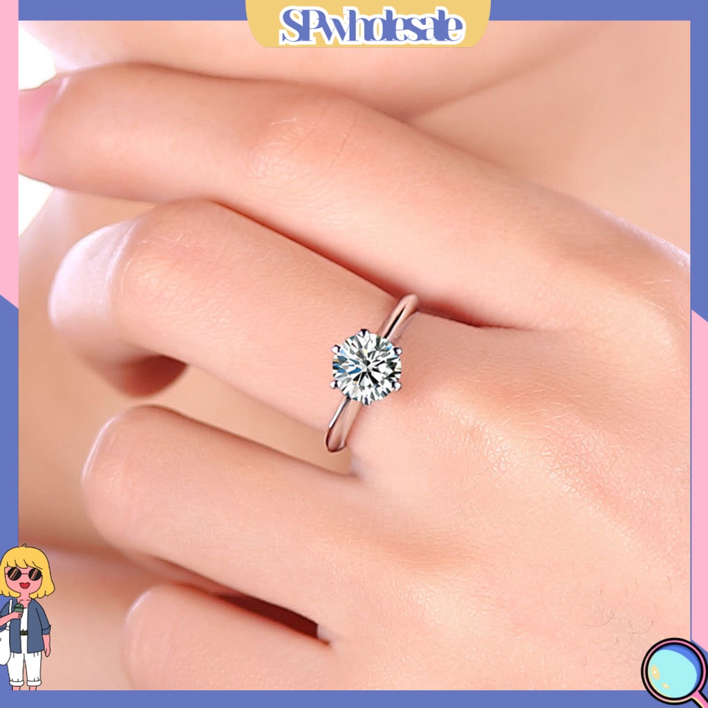 <SPwholesale> Nhẫn Đính Đá Sáng Bóng Cao Không Phai Màu Trang Trí Đám Cưới Cho Nữ