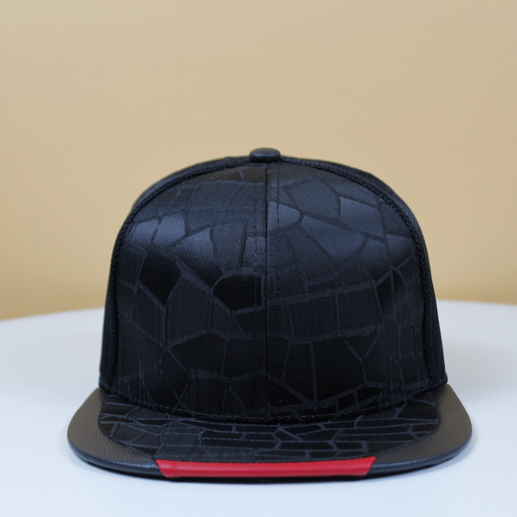 Nón Snapback Họa Tiết Vân Đá Phối Da Vải 2 Lớp Cứng Cáp Nón HipHop Phong Cách Thời Trang Nam Nữ