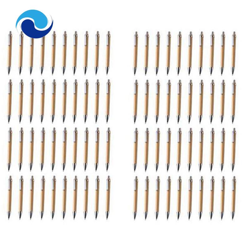 Set 80 Bút Bi Mực Đen Bằng Tre Chất Lượng Cao