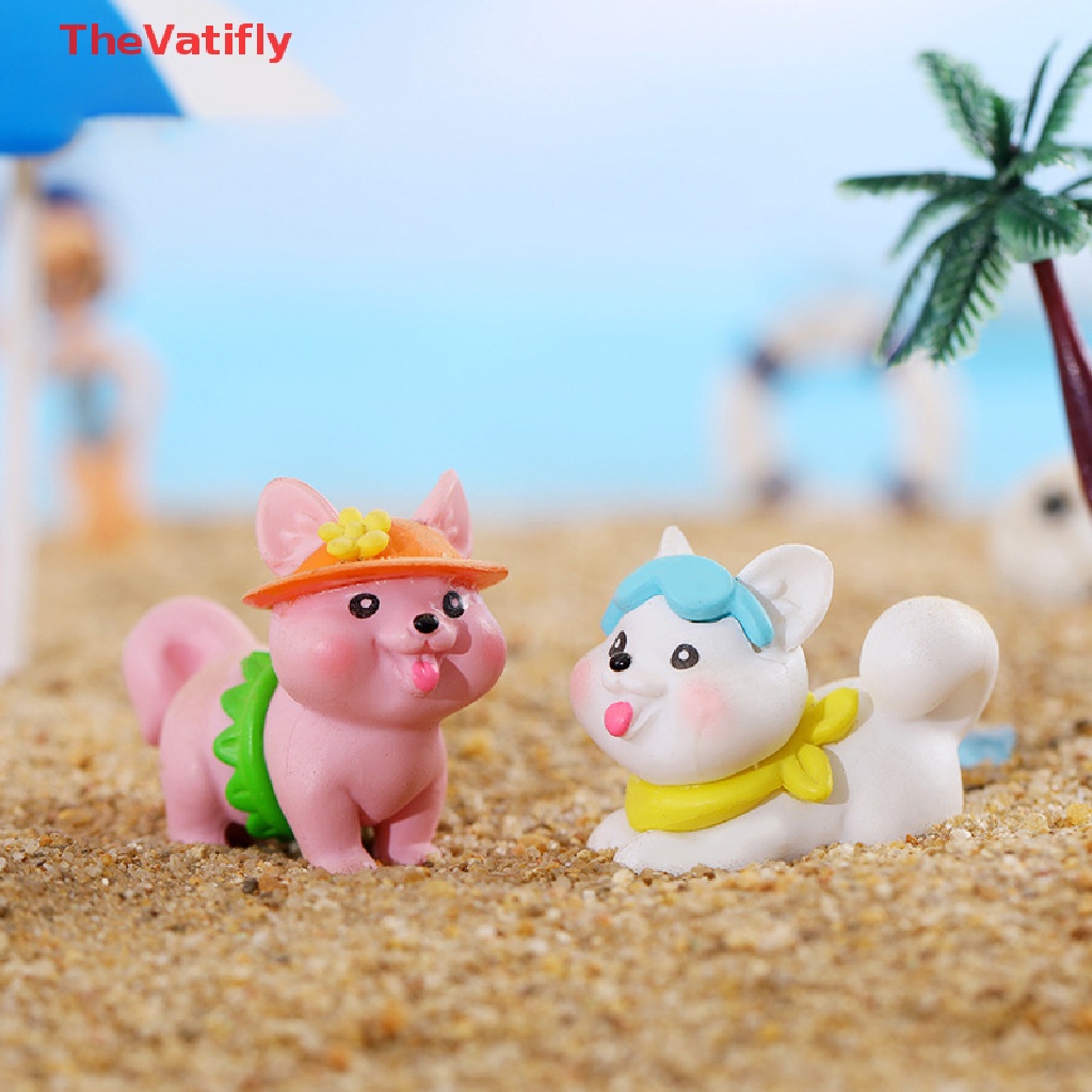 [Thevalifly] Mô Hình Chú Chó Bãi Biển Mini Bằng Nhựa Resin Dễ Thương Sáng Tạo Trang Trí Nhà Búp Bê