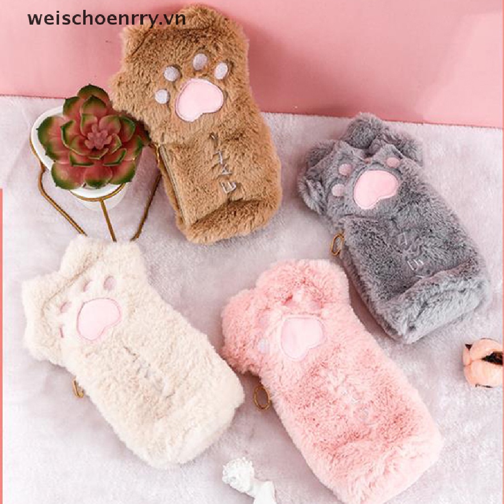 1 Túi Đựng Bút Hình Móng Vuốt Mèo Bằng Lông Nhung Kích Thước Lớn