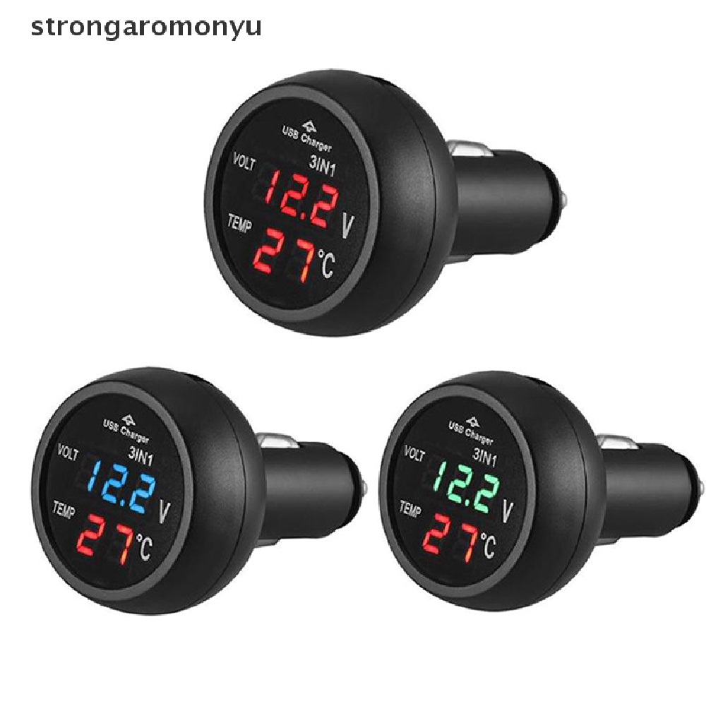 Thiết Bị Đo Nhiệt Độ Và Độ Ẩm 3 Trong 1 12V / 24V Có Màn Hình LED Kỹ Thuật Số Cho Xe Hơi