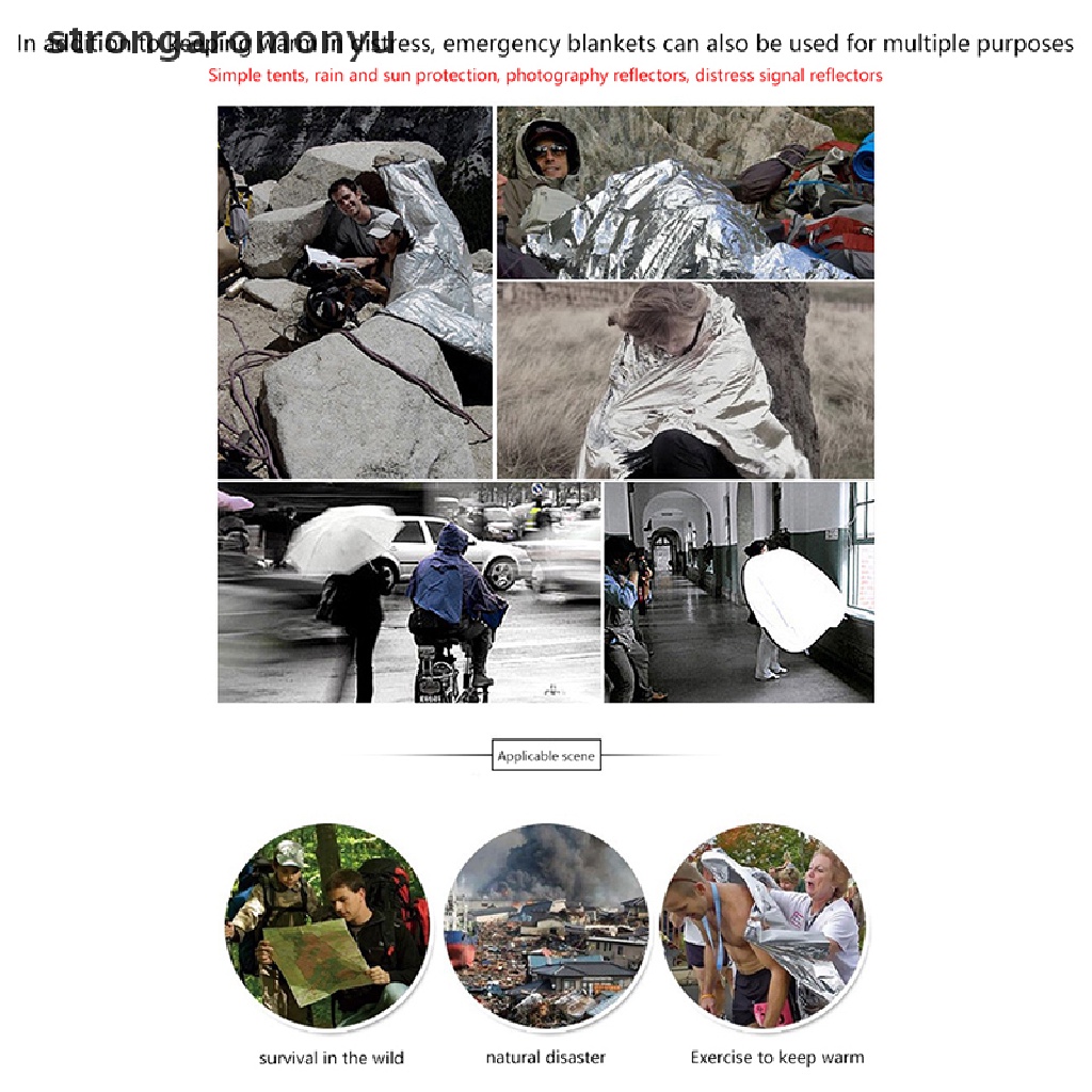 Chăn Sơ Cứu Một Mặt Kích Thước 210 * 160 cm Bằng Lá Nhôm Màu Vàng / Bạc Giữ Ấm Tiện Dụng