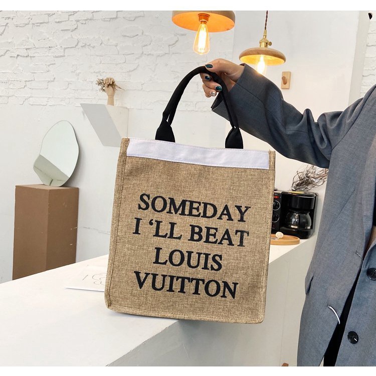 Túi Xách Vải Lanh Cỡ Lớn Khổ a4 Đơn Giản Thời Trang Hàn Quốc Cho Nữ