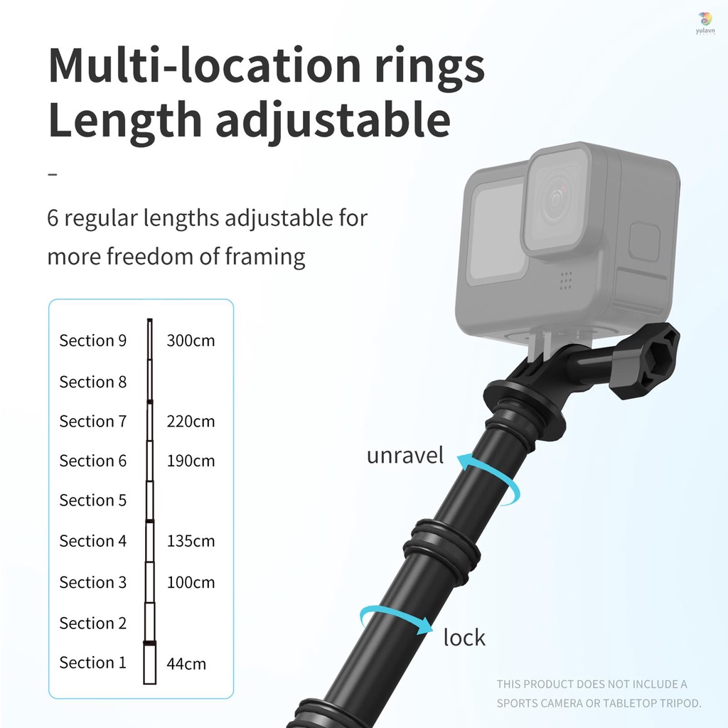 TELESIN Gậy Tự Sướng Cầm Tay Nối Dài 3M Bằng Sợi Carbon Có Thể Điều Chỉnh 1 / 430 Độ Tyula) Tel Resin 3M Tự Sướng Kèm Gậy Tự Sướng Tyula