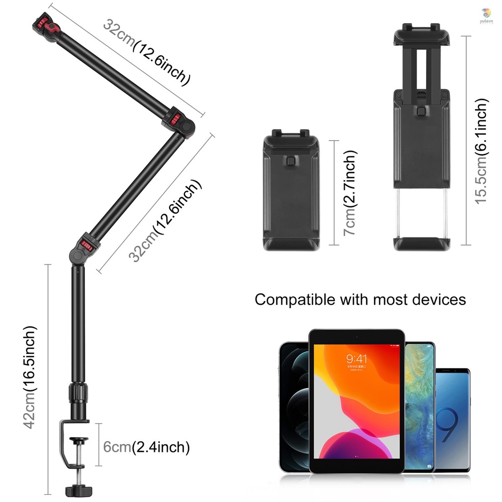 Giá Đỡ Máy Tính Bảng 3 Phần Mở Rộng Bằng Hợp Kim Nhôm PULUZ PU3103B Chịu Tải 3KG Cho DSLR Came