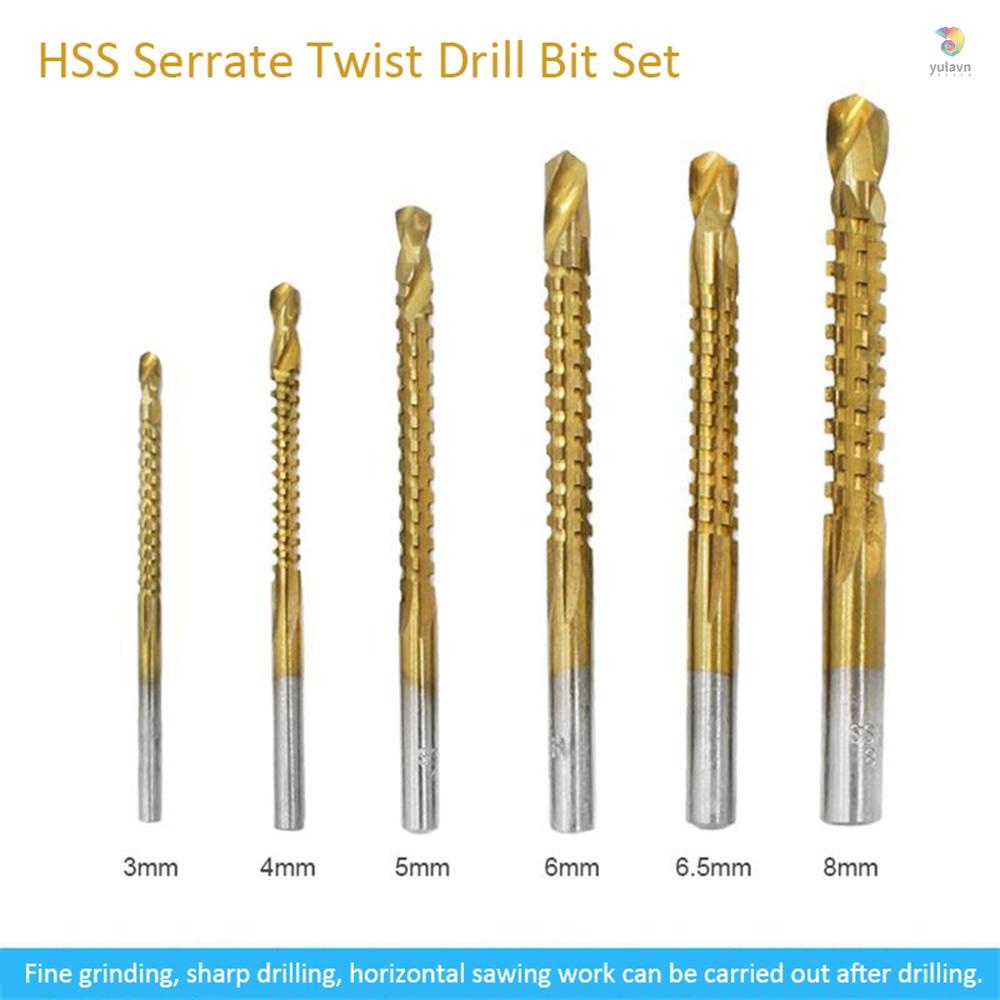 Bộ 6 Mũi Khoan Xoắn Tốc Độ Cao Đa Năng Bằng Thép