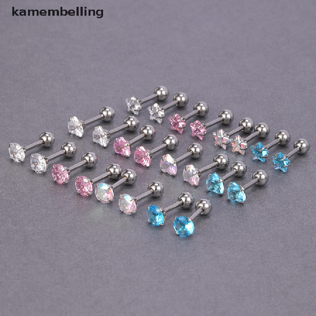 1 Đôi Khuyên Tai Đính Đá Zircon Đơn Giản Bằng Thép Không Gỉ Thời Trang