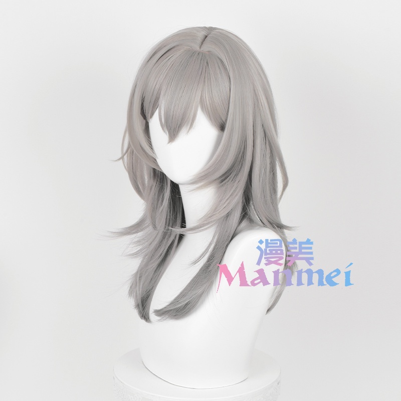 Manmei Honkai: Star Rail Trailblazer Cosplay Wig 52cm Wig Gray Gradient Wig Cosplay Anime Cosplay Wigs Heat Resistant Synthetic Wigs