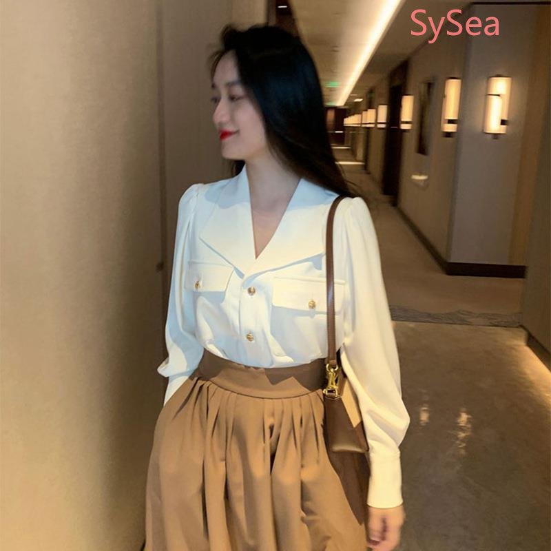 Áo Sơ Mi Cổ Tim Thời Trang Pháp Thanh Lịch Dành Cho Nữ