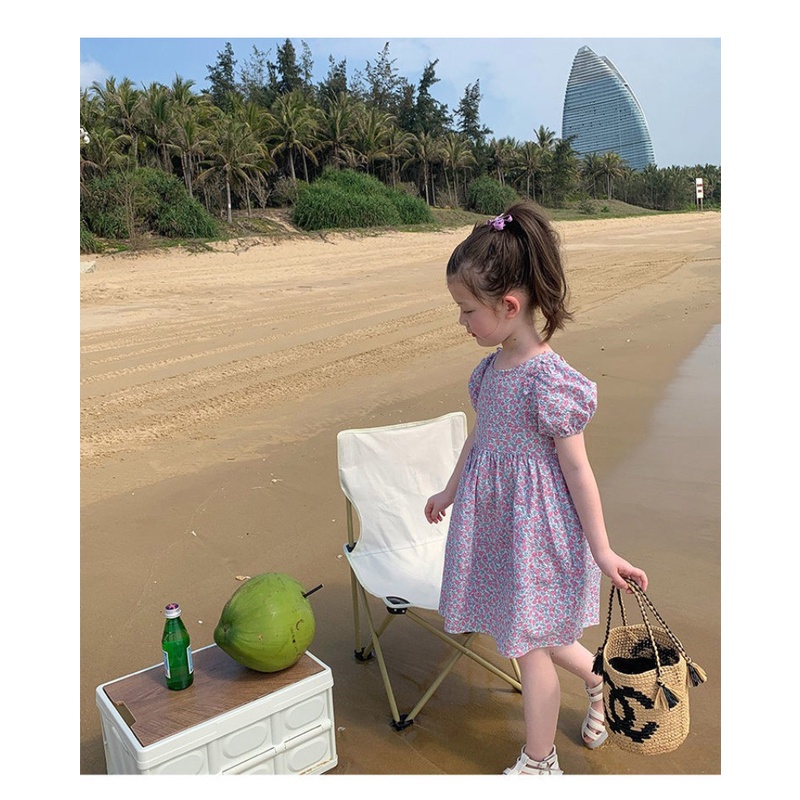 Đầm Công Chúa Mùa Hè Họa Tiết Hoa Phong Cách Hàn Quốc Cho Bé Gái 8-9 Tuổi