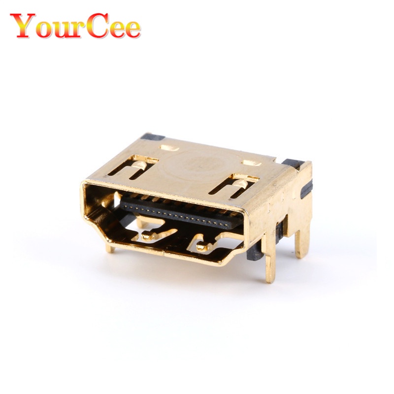Bộ 10 / 5 Đầu Nối HDMI 19PIN 19P Góc Phải SMT SMD Mạ Vàng HD 90 Độ