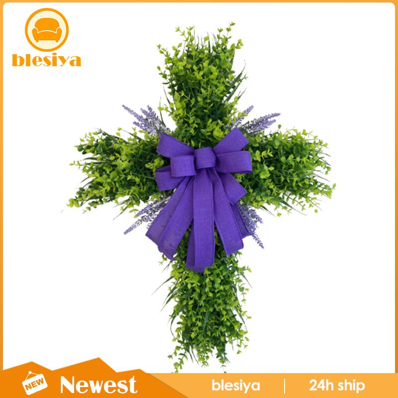 [Blesiya] Vòng Hoa Treo Trang Trí Cửa Trước Sân Vườn Hình Chữ Thập Phục Sinh